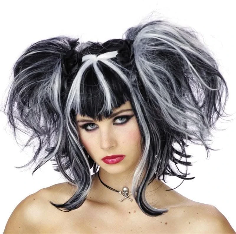 "Bad Fairy - Black/White" Halloween Wig 1 "Bad Fairy - Black/White" Halloween Wig