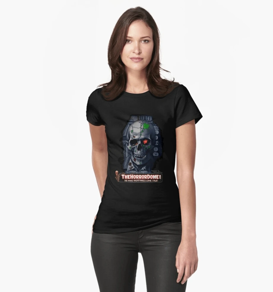 Women's HorrorDome Zombie Skull Fitted T-Shirt 1 Women's HorrorDome Zombie Skull Fitted T-Shirt